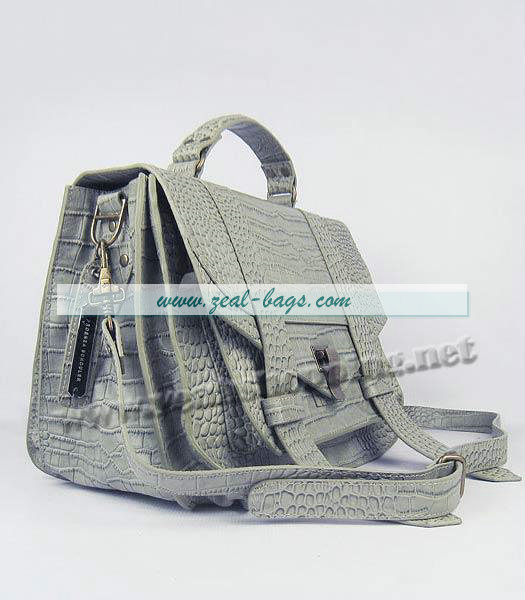 Knockoff Proenza Schouler Suede PS1 Satchel Bag in Grey Croc Veins